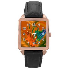 Pattern Heart Love Lines Rose Gold Leather Watch  by Mariart