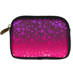 Purple Pink Hearts  Digital Camera Leather Case by LoolyElzayat