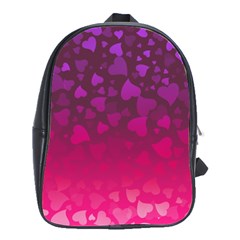 Purple Pink Hearts  School Bag (large) by LoolyElzayat