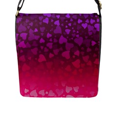 Purple Pink Hearts  Flap Closure Messenger Bag (l) by LoolyElzayat