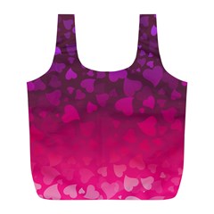 Purple Pink Hearts  Full Print Recycle Bag (l) by LoolyElzayat