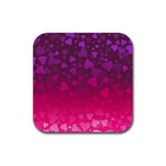 Purple Pink Hearts  Rubber Coaster (square)  by LoolyElzayat