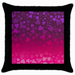 Purple Pink Hearts  Throw Pillow Case (black) by LoolyElzayat