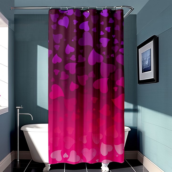 Purple Pink Hearts  Shower Curtain 36  x 72  (Stall) 