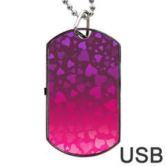 Purple Pink Hearts  Dog Tag Usb Flash (one Side) by LoolyElzayat