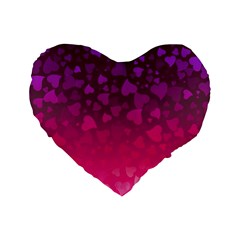 Purple Pink Hearts  Standard 16  Premium Flano Heart Shape Cushions by LoolyElzayat