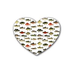 Ml 71 Fish Of North America Heart Coaster (4 Pack)  by ArtworkByPatrick