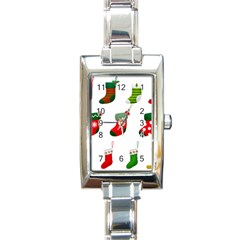 Christmas Stocking Candle Rectangle Italian Charm Watch by Mariart