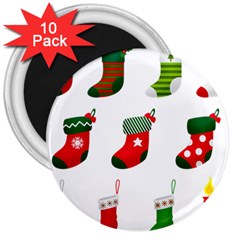 Christmas Stocking Candle 3  Magnets (10 Pack)  by Mariart