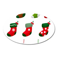 Christmas Stocking Candle Oval Magnet by Mariart