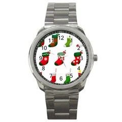 Christmas Stocking Candle Sport Metal Watch by Mariart