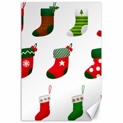 Christmas Stocking Candle Canvas 20  X 30  by Mariart