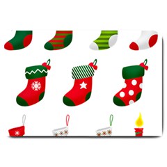 Christmas Stocking Candle Large Doormat  by Mariart