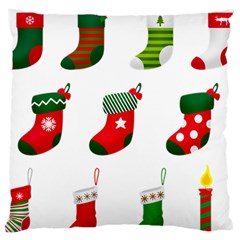 Christmas Stocking Candle Large Cushion Case (one Side) by Mariart