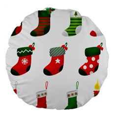 Christmas Stocking Candle Large 18  Premium Round Cushions by Mariart