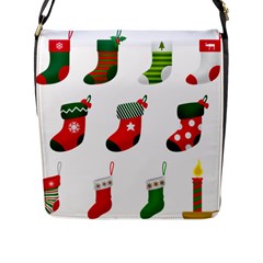 Christmas Stocking Candle Flap Closure Messenger Bag (l) by Mariart