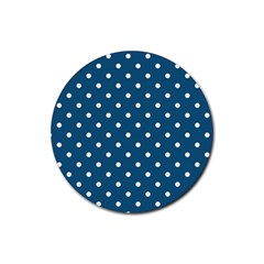 Polka Dot - Turquoise  Rubber Round Coaster (4 Pack)  by WensdaiAmbrose