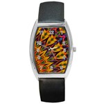 Background Abstract Texture Chevron Barrel Style Metal Watch Front