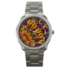 Background Abstract Texture Chevron Sport Metal Watch by Mariart