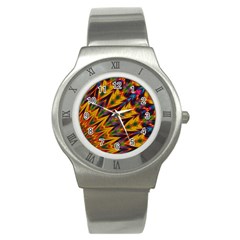 Background Abstract Texture Chevron Stainless Steel Watch by Mariart