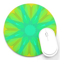 Kaleidoscope Background Green Round Mousepads by Mariart