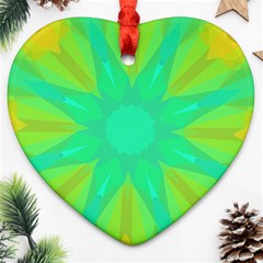 Kaleidoscope Background Green Ornament (heart) by Mariart