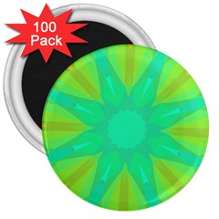 Kaleidoscope Background Green 3  Magnets (100 Pack) by Mariart