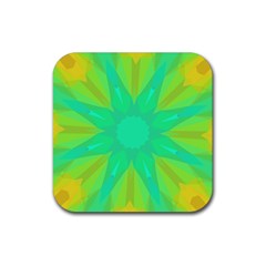 Kaleidoscope Background Green Rubber Coaster (square)  by Mariart