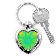 Kaleidoscope Background Green Key Chains (heart)  by Mariart