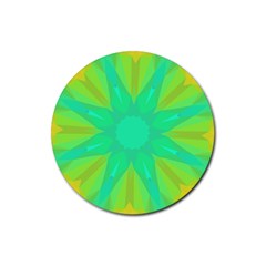 Kaleidoscope Background Green Rubber Round Coaster (4 Pack)  by Mariart