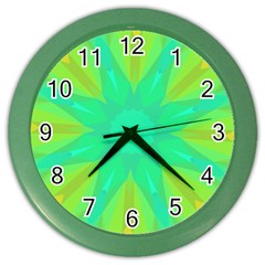 Kaleidoscope Background Green Color Wall Clock by Mariart