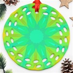 Kaleidoscope Background Green Ornament (Round Filigree) Front