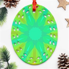 Kaleidoscope Background Green Ornament (oval Filigree) by Mariart