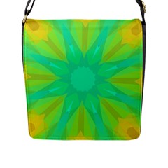 Kaleidoscope Background Green Flap Closure Messenger Bag (l) by Mariart