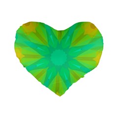 Kaleidoscope Background Green Standard 16  Premium Flano Heart Shape Cushions by Mariart