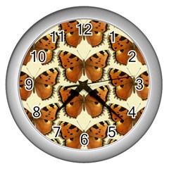 Butterflies Insects Wall Clock (silver) by Mariart