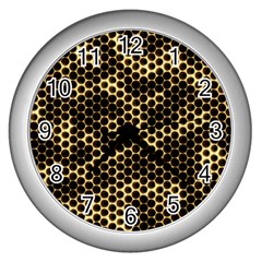 Honeycomb Beehive Nature Wall Clock (silver) by Mariart