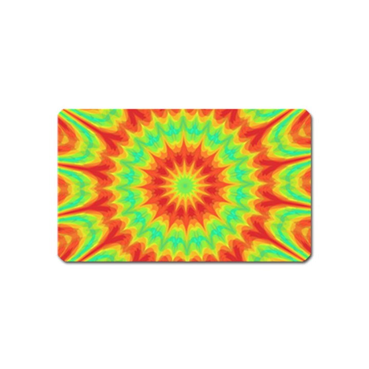 Kaleidoscope Background Mandala Red green Magnet (Name Card)