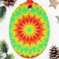 Kaleidoscope Background Mandala Red Green Oval Ornament (two Sides) by Mariart