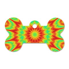 Kaleidoscope Background Mandala Red Green Dog Tag Bone (one Side) by Mariart