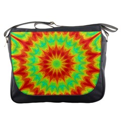 Kaleidoscope Background Mandala Red Green Messenger Bag