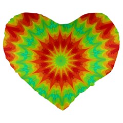 Kaleidoscope Background Mandala Red Green Large 19  Premium Heart Shape Cushions by Mariart