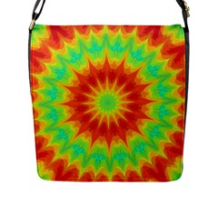 Kaleidoscope Background Mandala Red Green Flap Closure Messenger Bag (l) by Mariart