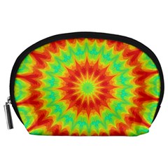 Kaleidoscope Background Mandala Red Green Accessory Pouch (large) by Mariart