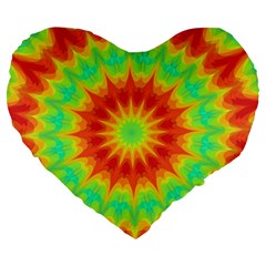 Kaleidoscope Background Mandala Red Green Large 19  Premium Flano Heart Shape Cushions by Mariart