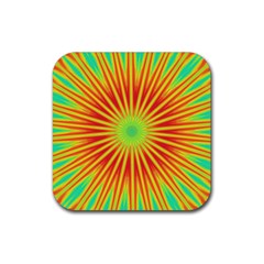 Kaleidoscope Background Mandala Red,green Sun Rubber Coaster (square)  by Mariart