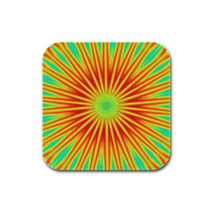 Kaleidoscope Background Mandala Red,green Sun Rubber Square Coaster (4 Pack)  by Mariart