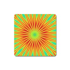 Kaleidoscope Background Mandala Red,green Sun Square Magnet by Mariart