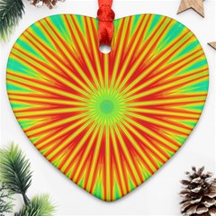 Kaleidoscope Background Mandala Red,green Sun Heart Ornament (two Sides) by Mariart