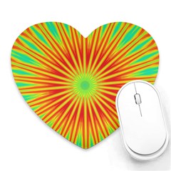 Kaleidoscope Background Mandala Red,green Sun Heart Mousepads by Mariart